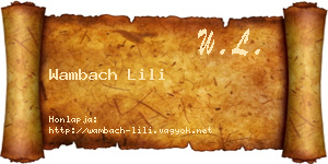Wambach Lili névjegykártya
